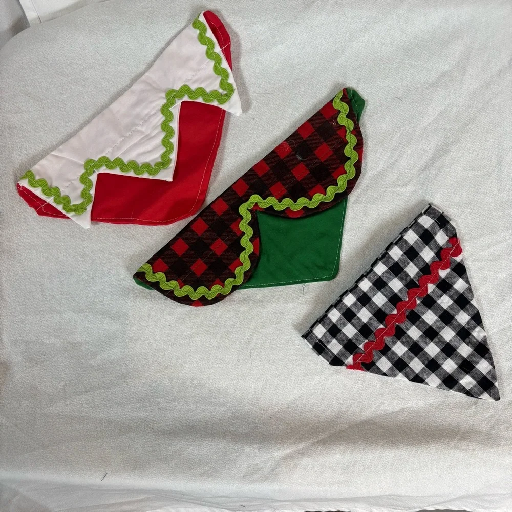 Handmade‎ Christmas Dog Collar Bandanas Set of 3 – Size Medium 9